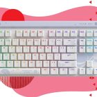 Logitech G515 TKL on a pink deals background